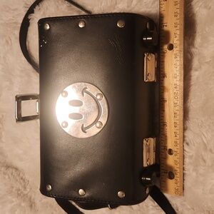 Vintage 90s Y2K Black Box Bag Handbag Purse With SILVER